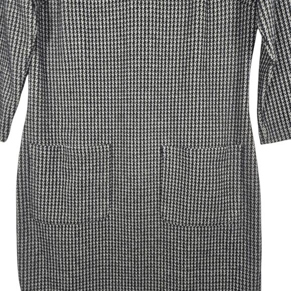 Boden Opal Jersey Dress Women 8P Petite Jacquard Houndstooth Mod Shift Mock Neck - Picture 4 of 12